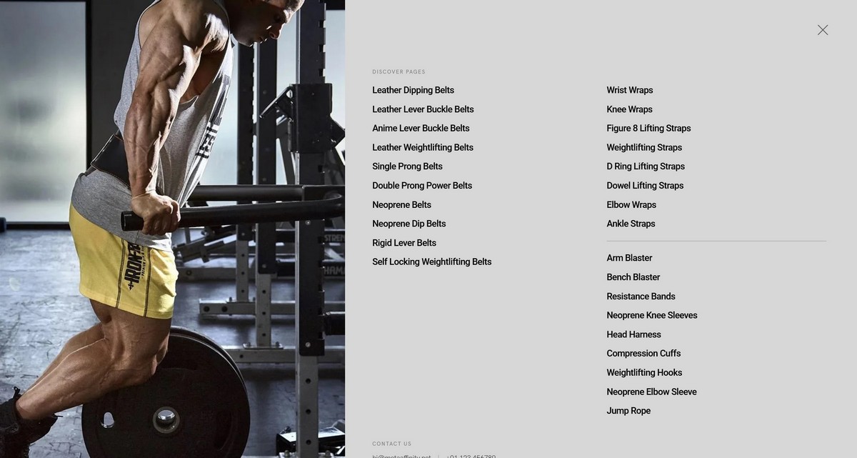 Hover Menu — Full Screen Overlay style with image reveal and three-column navigation
